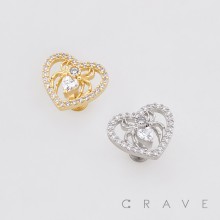 MULTI CZ HEART SPIDER PUSHIN (THREADLESS) 316L SURGICAL STEEL LABRET SET